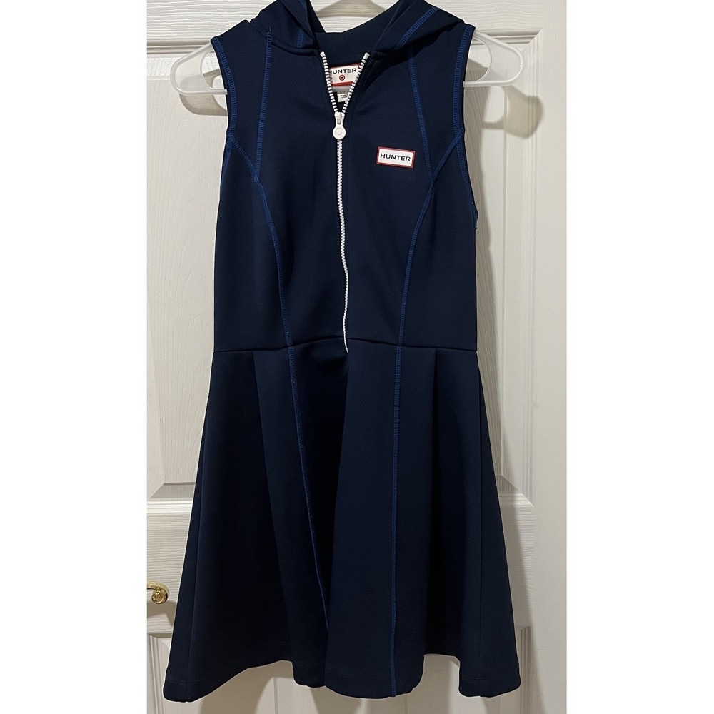 Hunter by Target Hooded Tennis Dress Navy Sleeveless Scuba Half Zip A-line Small